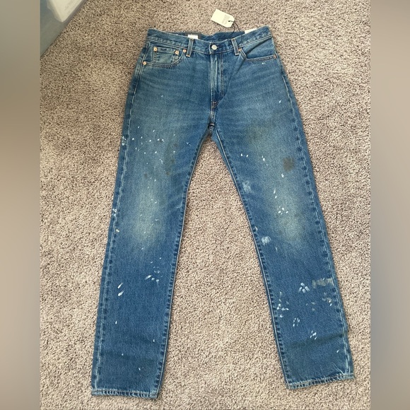 Levis Premium 551 Z Mens Size 30x34 Authentic Straight Paint Splatter Jeans New - Picture 1 of 9